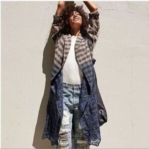 Free People Ombré Plaid Duster Size S
